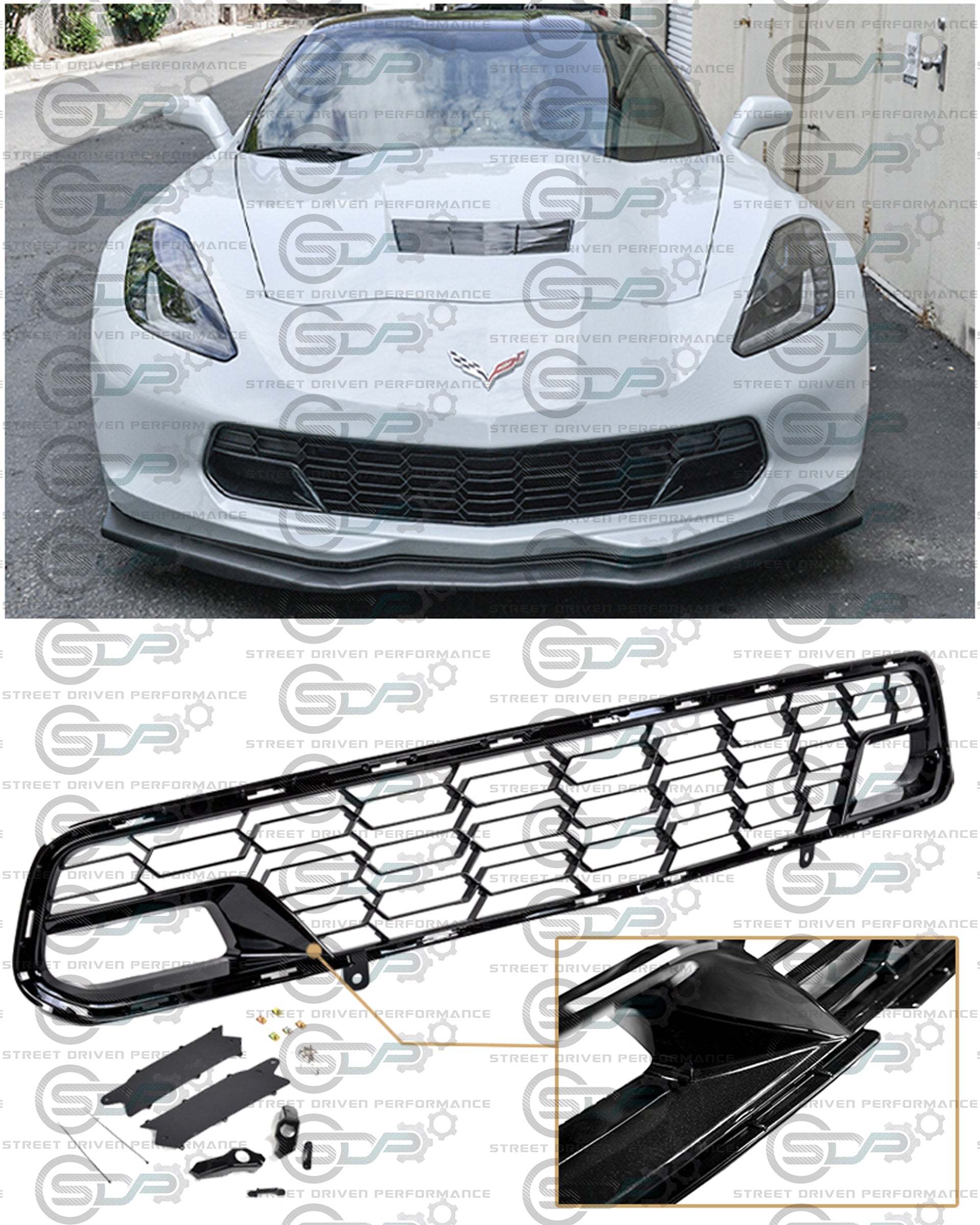 2014-2019 C7 Corvette - Carbon Flash "Z06 / Grand Sport Style" Front Grille Replacement